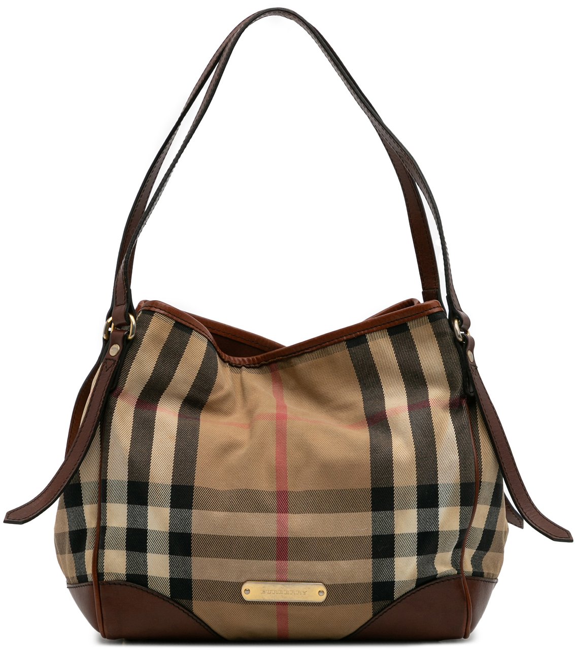 Burberry Small House Check Canvas Canterbury Tote Bruin