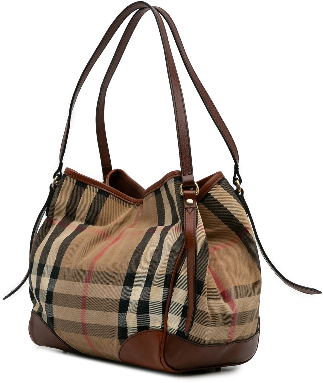 Burberry Small House Check Canvas Canterbury Tote Bruin