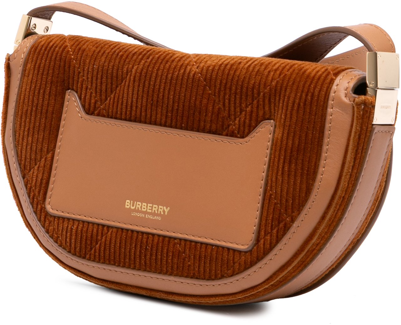Burberry Micro Corduroy Olympia Shoulder Bag Bruin