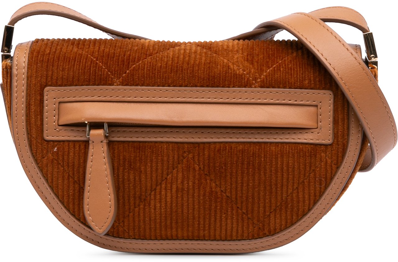 Burberry Micro Corduroy Olympia Shoulder Bag Bruin