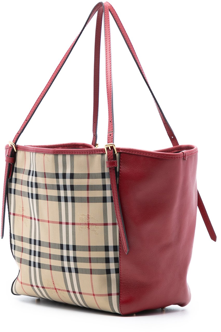 Burberry Small Haymarket Check Canvas and Leather Canterbury Tote Bruin