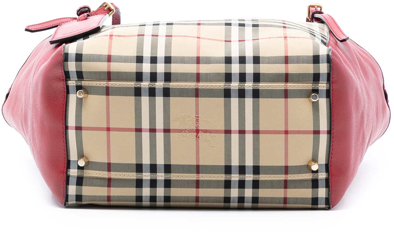 Burberry Small Haymarket Check Canvas and Leather Canterbury Tote Bruin