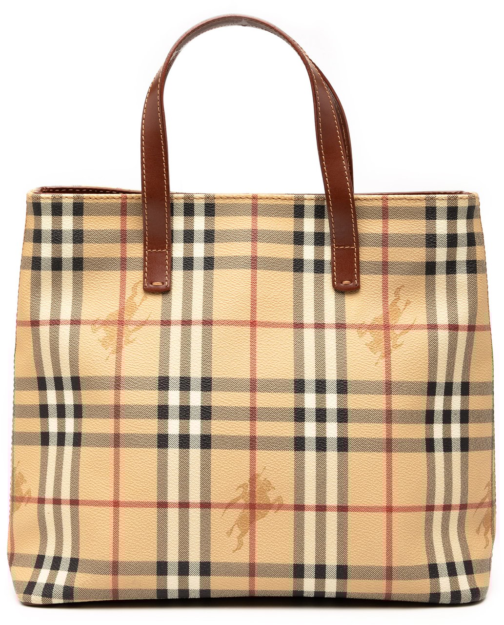 Burberry Haymarket Check Coated Canvas Tote Bruin
