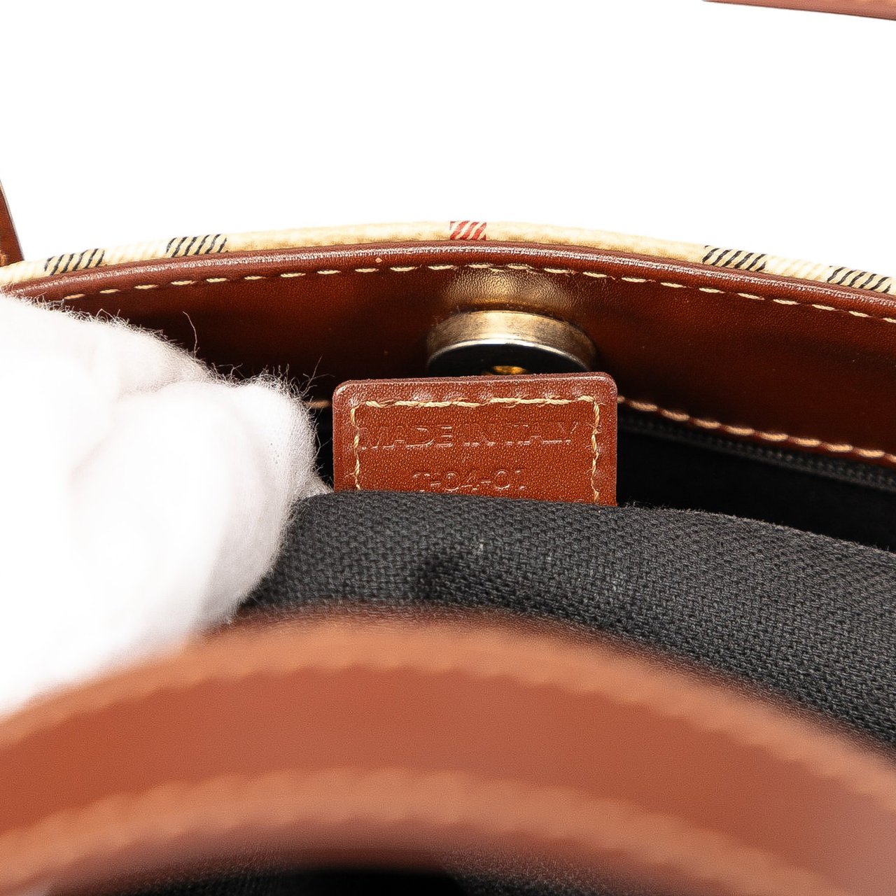 Burberry Haymarket Check Coated Canvas Tote Bruin