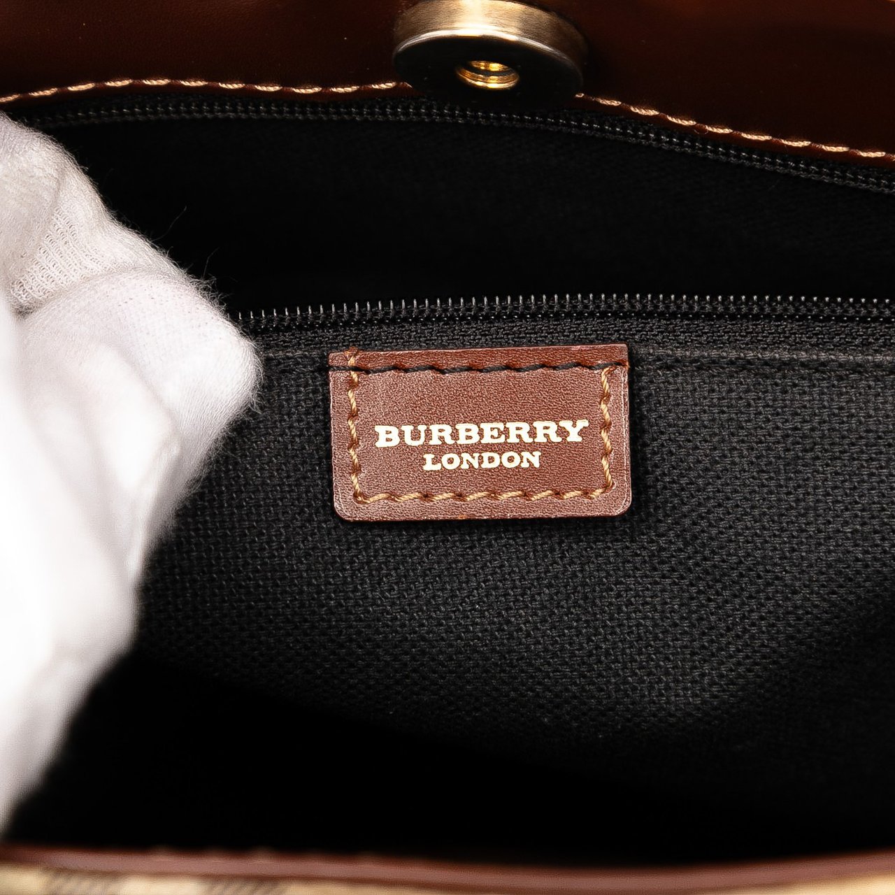 Burberry Haymarket Check Coated Canvas Tote Bruin