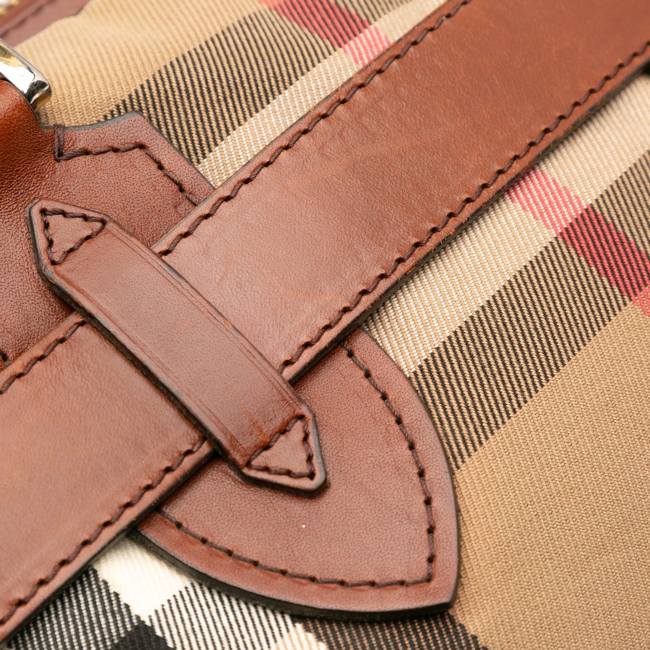 Burberry Small House Check Canvas Bridle Gladstone Satchel Bruin