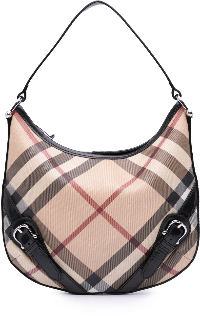 Burberry Supernova Check Coated Canvas Larkin Hobo Bruin