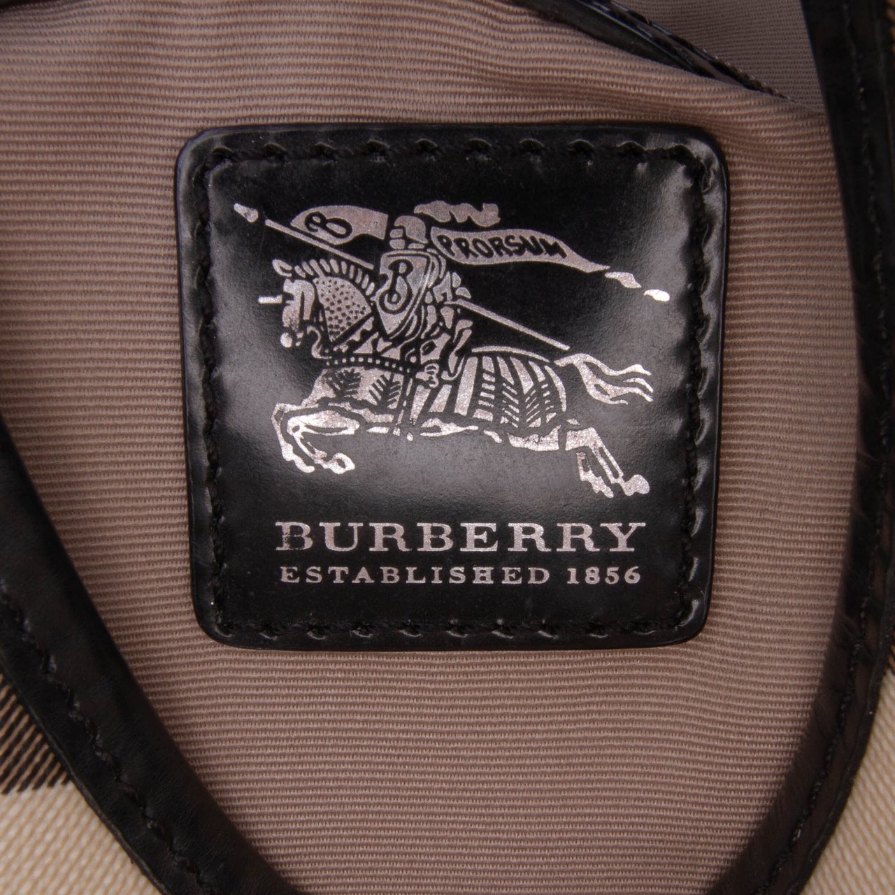 Burberry Supernova Check Coated Canvas Larkin Hobo Bruin