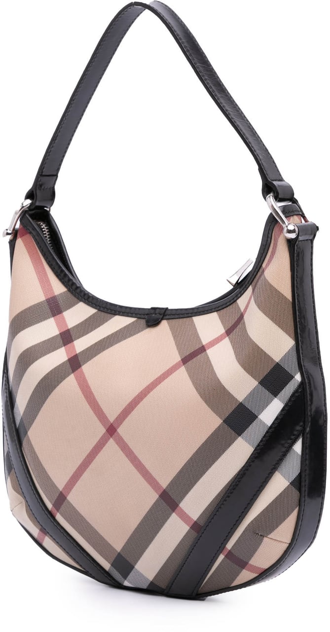 Burberry Supernova Check Coated Canvas Larkin Hobo Bruin
