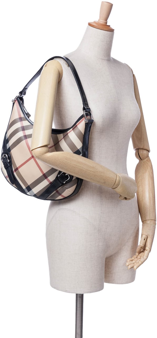 Burberry Supernova Check Coated Canvas Larkin Hobo Bruin