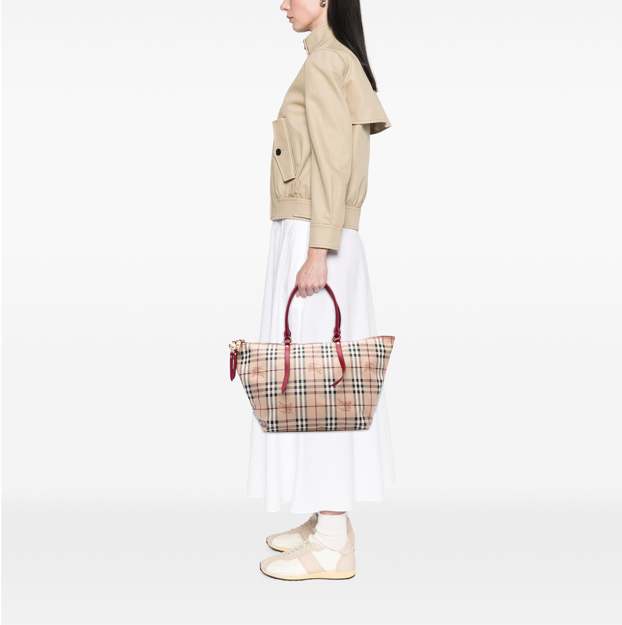 Burberry Medium Haymarket Check Coated Canvas Salisbury Tote Bruin