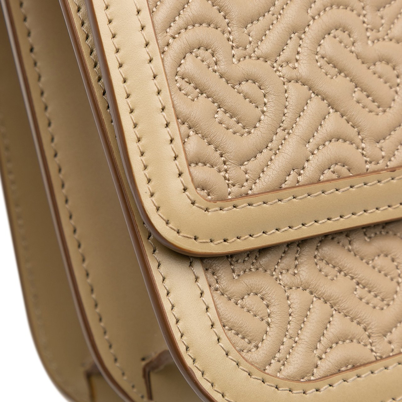 Burberry Medium TB Monogram Embossed Calfskin Chain Crossbody Bruin