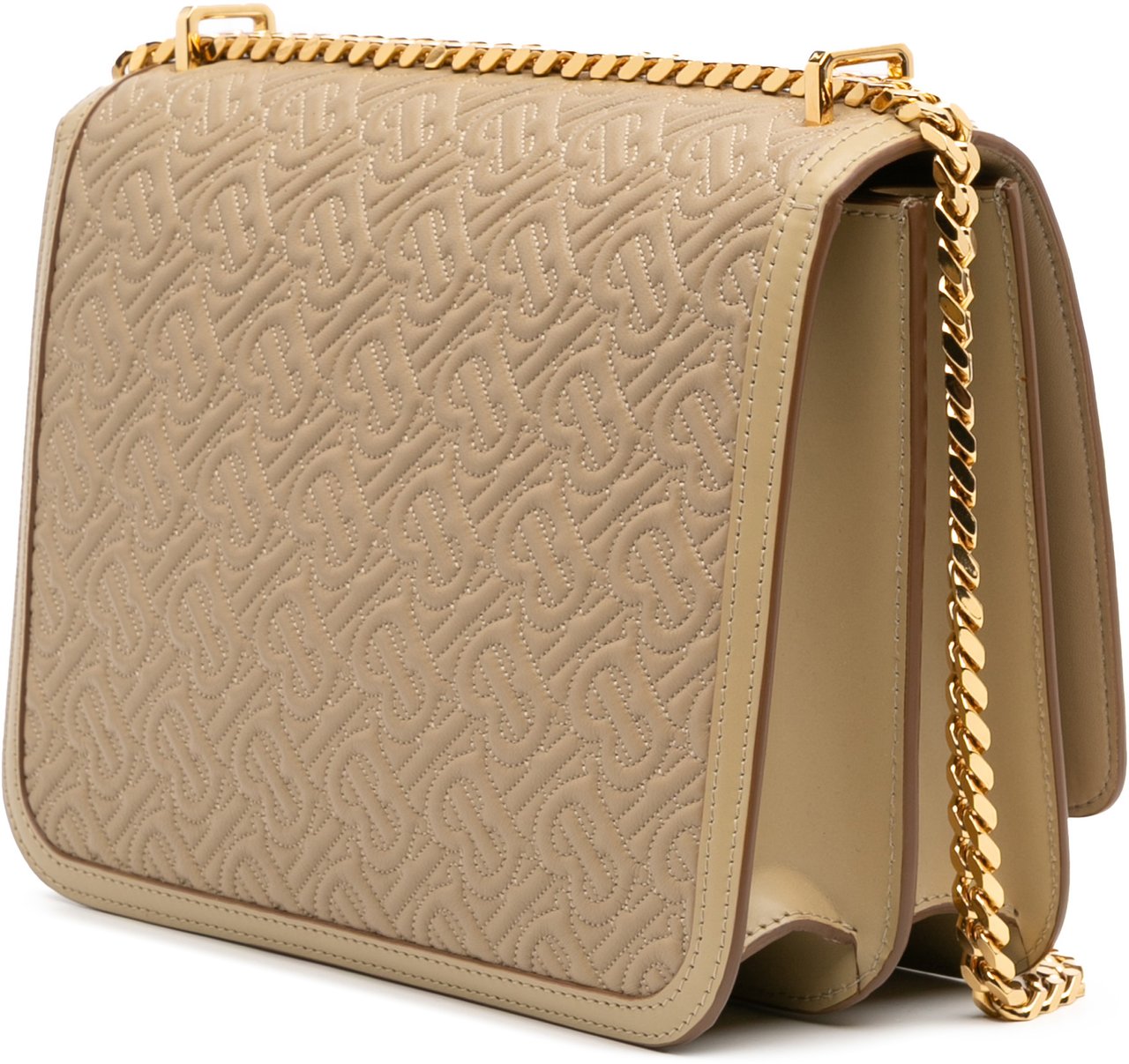 Burberry Medium TB Monogram Embossed Calfskin Chain Crossbody Bruin