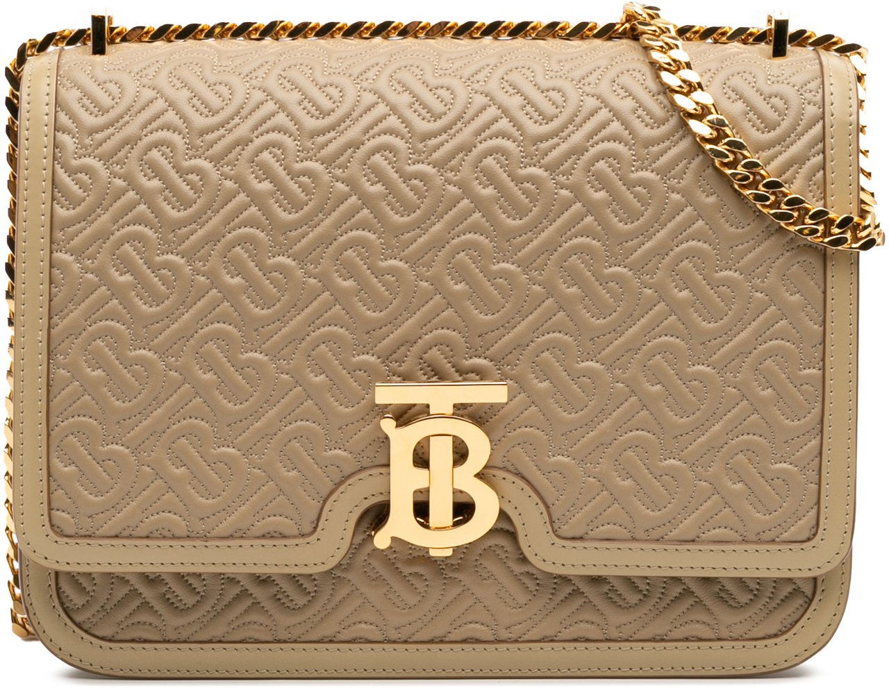 Burberry Medium TB Monogram Embossed Calfskin Chain Crossbody Bruin