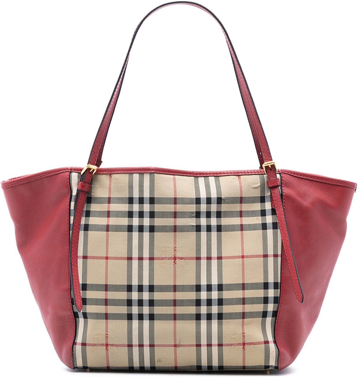 Burberry Small Haymarket Check Canvas and Leather Canterbury Tote Bruin