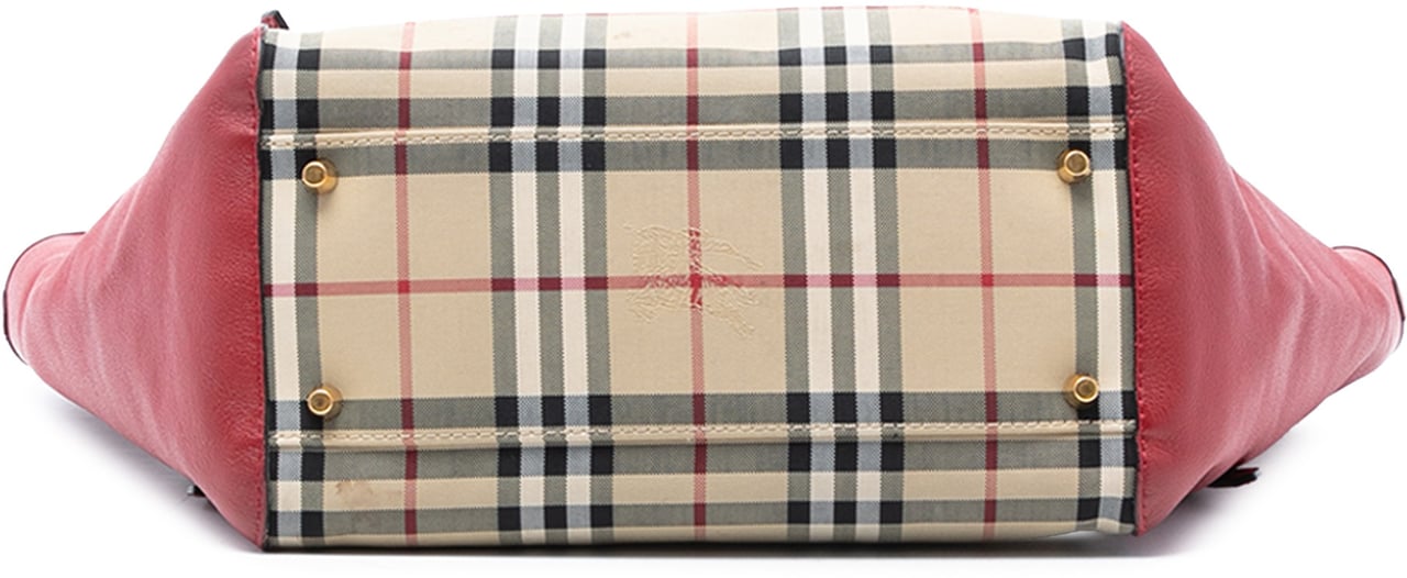 Burberry Small Haymarket Check Canvas and Leather Canterbury Tote Bruin