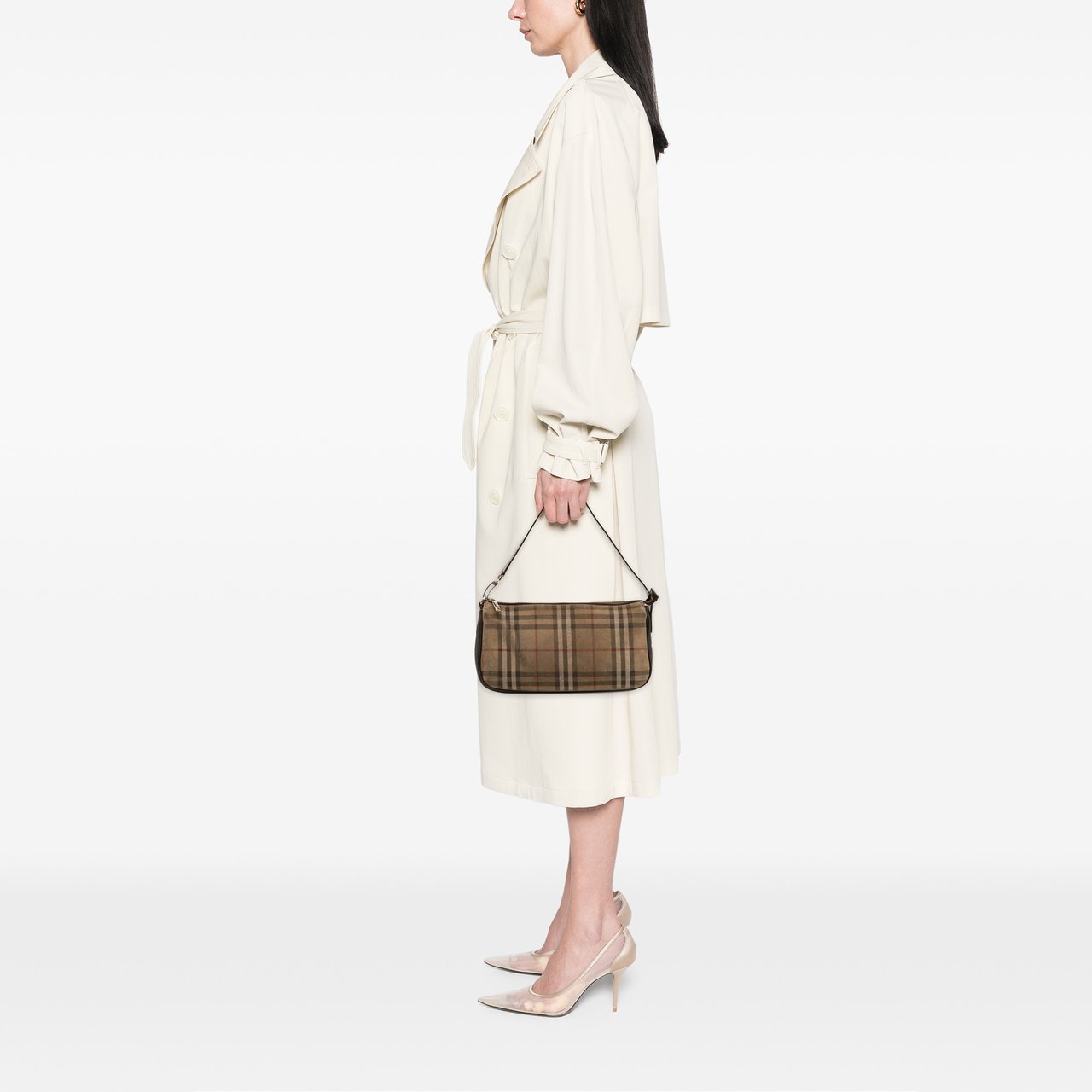 Burberry House Check Suede Shoulder Bag Bruin