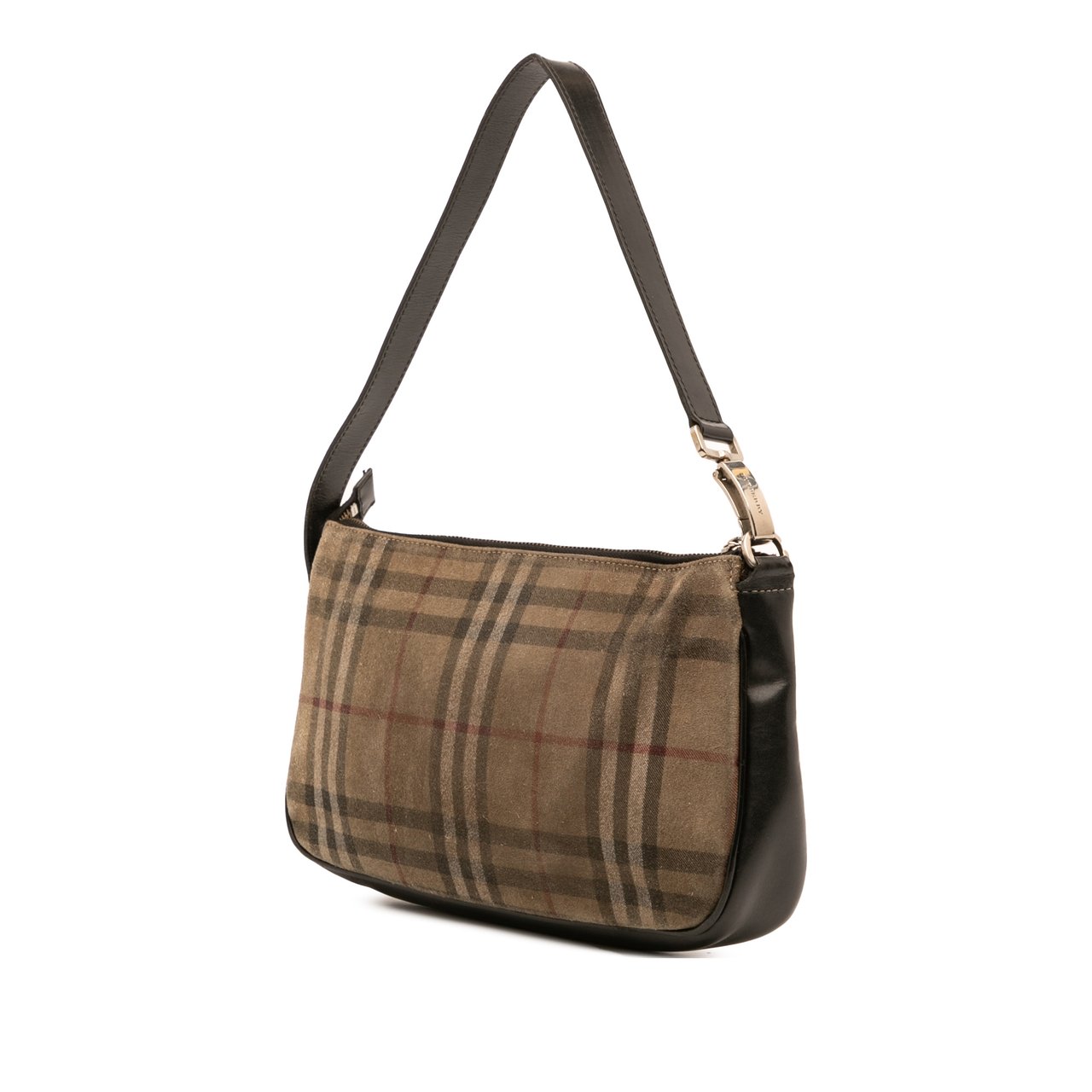 Burberry House Check Suede Shoulder Bag Bruin