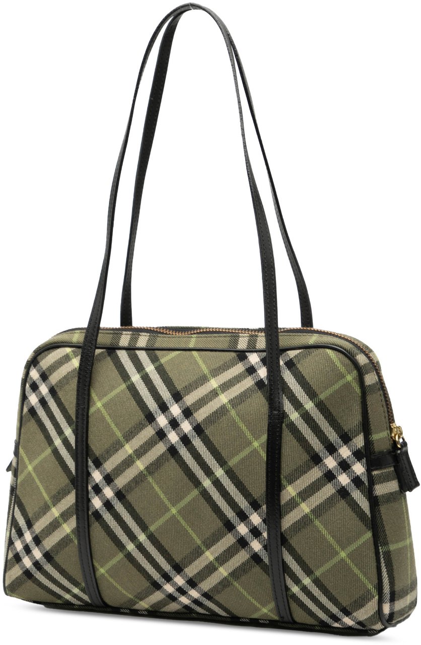 Burberry Nova Check Canvas Shoulder Bag Groen