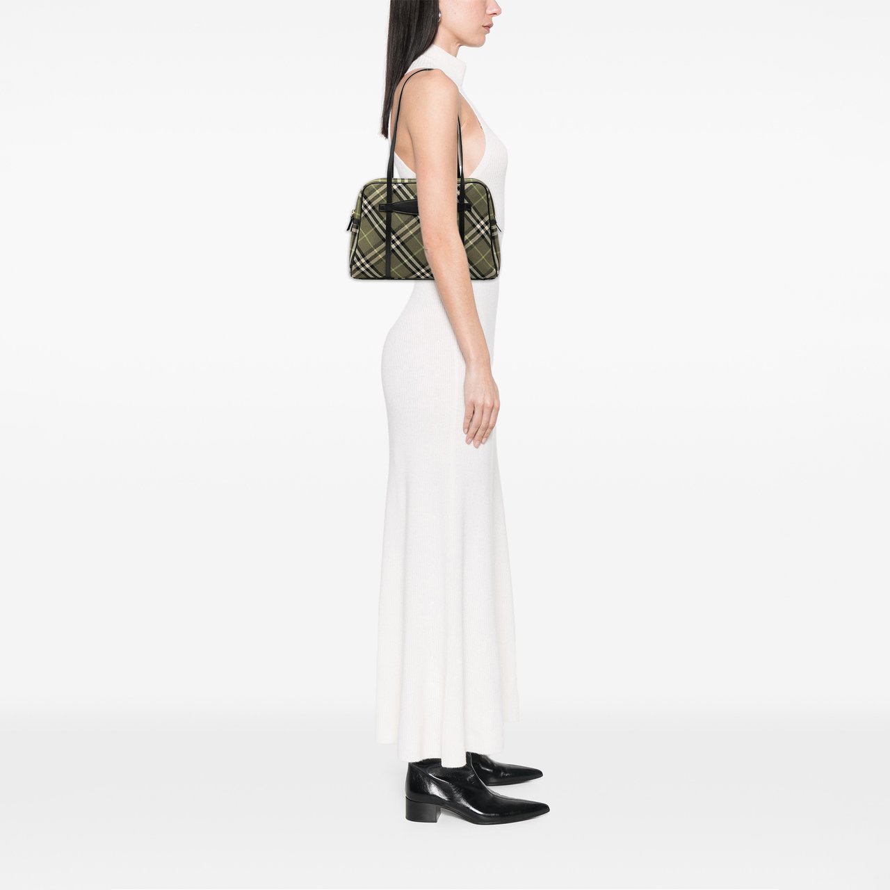 Burberry Nova Check Canvas Shoulder Bag Groen