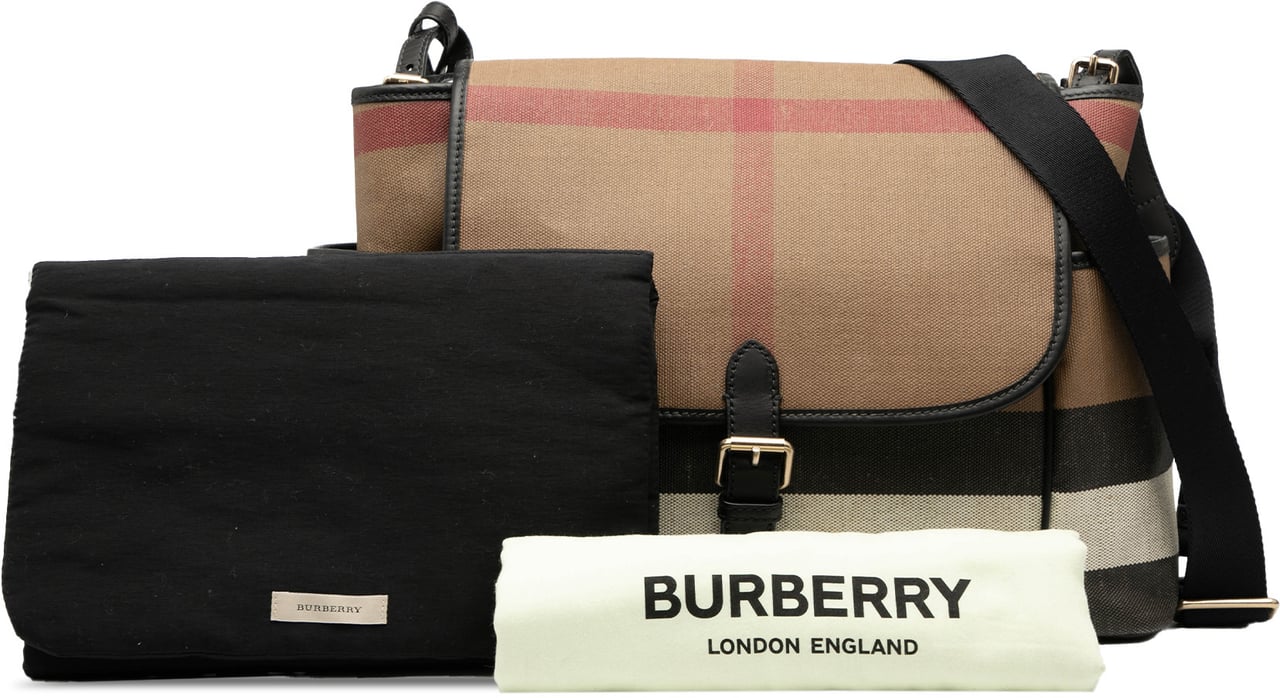 Burberry Mega Check Canvas Diaper Bag Bruin