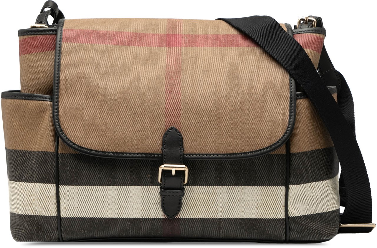 Burberry Mega Check Canvas Diaper Bag Bruin