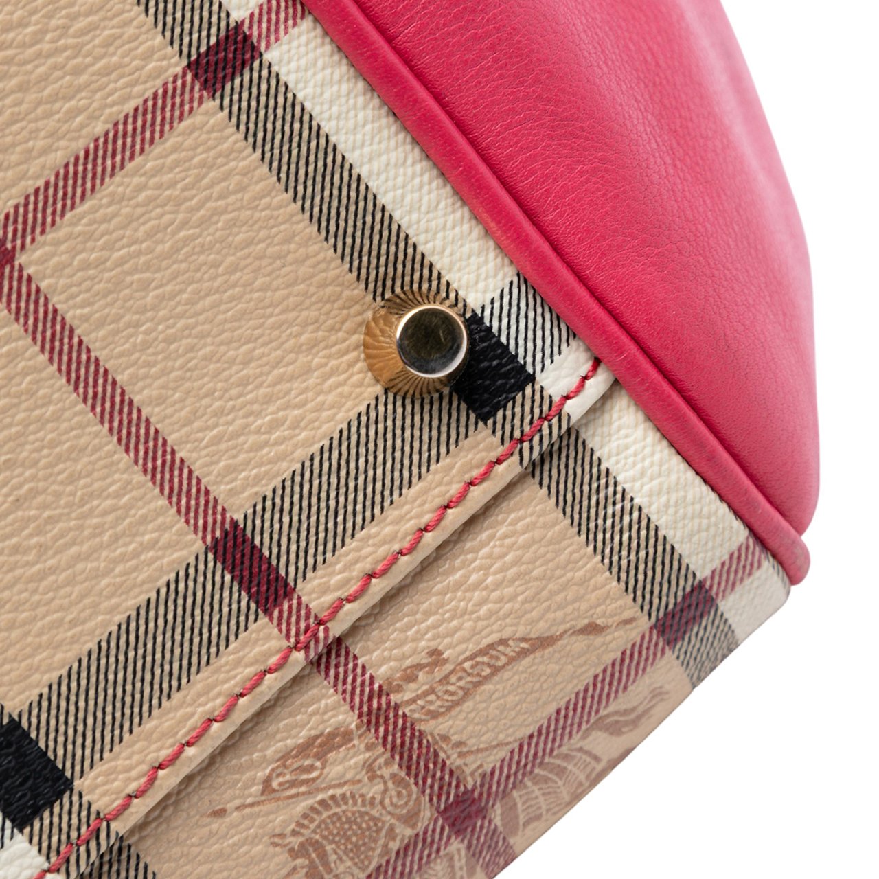 Burberry Small Leather Trimmed Haymarket Check Coated Canvas Canterbury Bow Tote Bruin