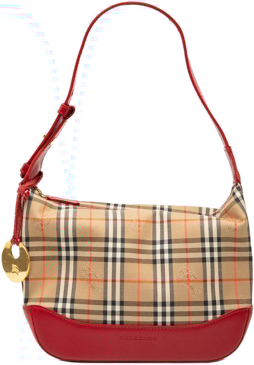 Burberry Haymarket Check Canvas Shoulder Bag Bruin