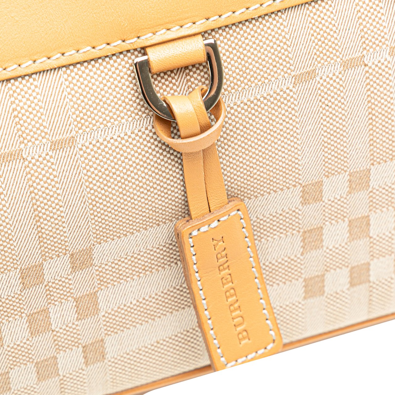 Burberry Leather Trimmed Canvas Handbag Bruin