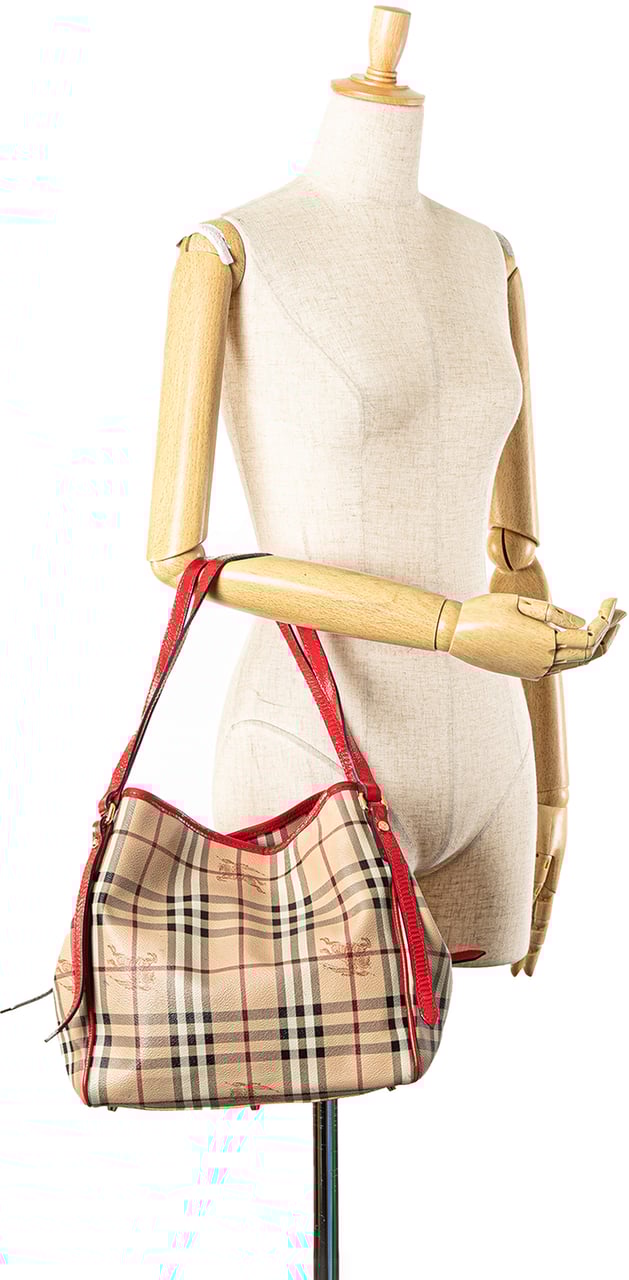 Burberry Small Haymarket Check Coated Canvas Canterbury Tote Bruin