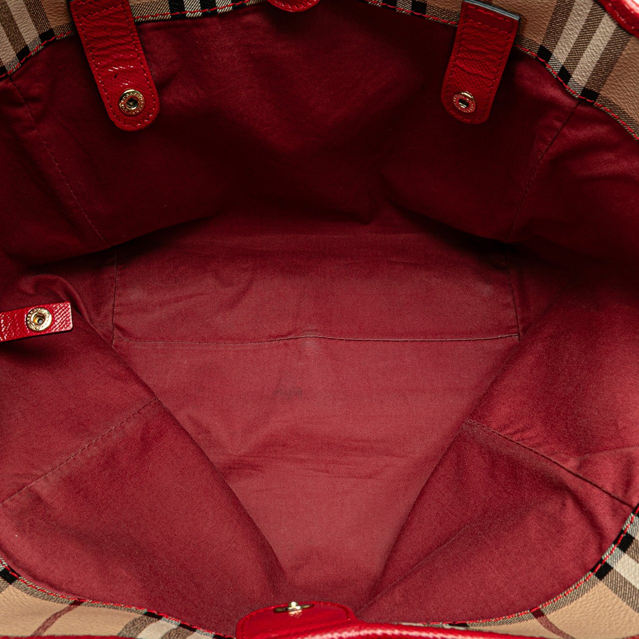 Burberry Small Haymarket Check Coated Canvas Canterbury Tote Bruin