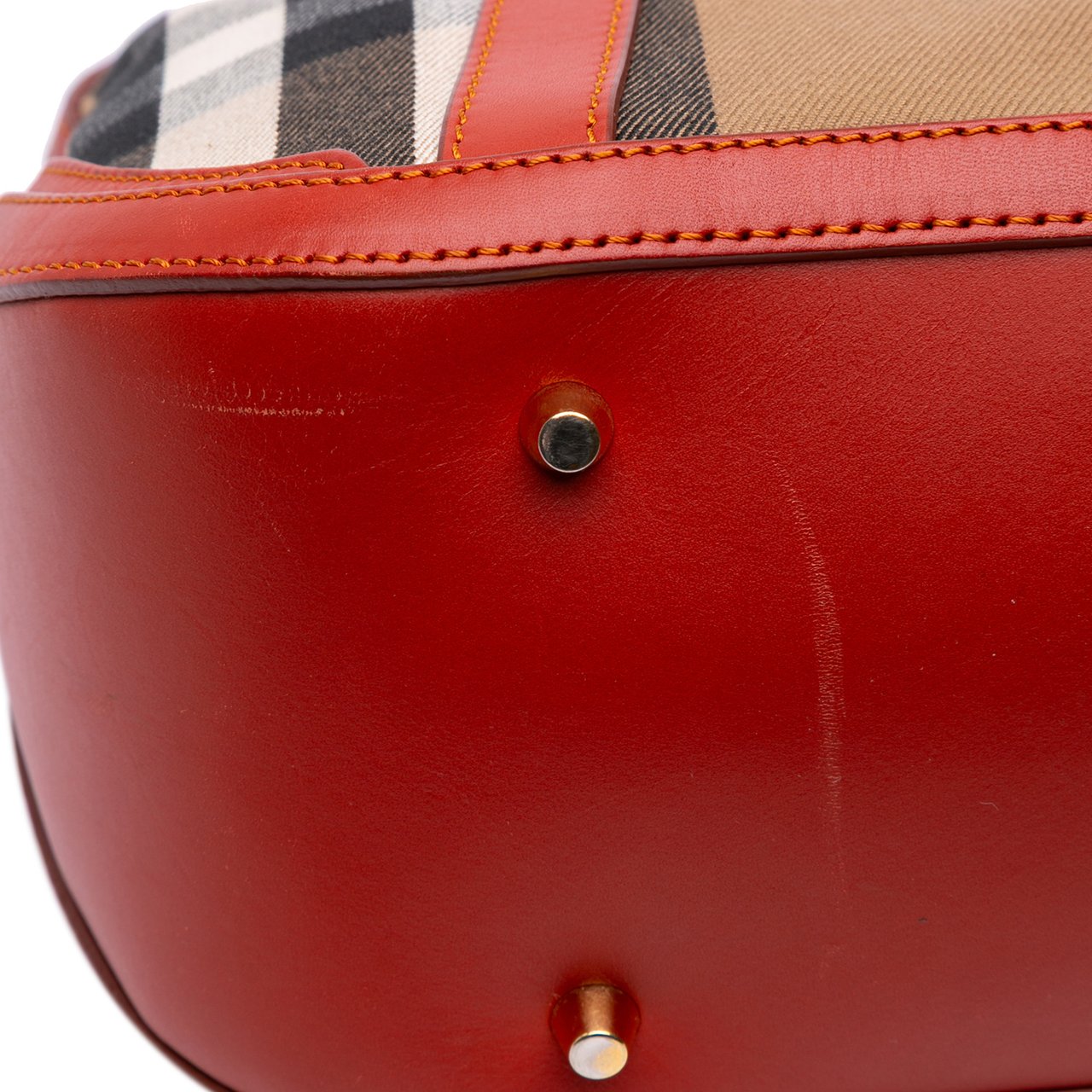 Burberry Small House Check Canvas Bridle Orchard Satchel Bruin
