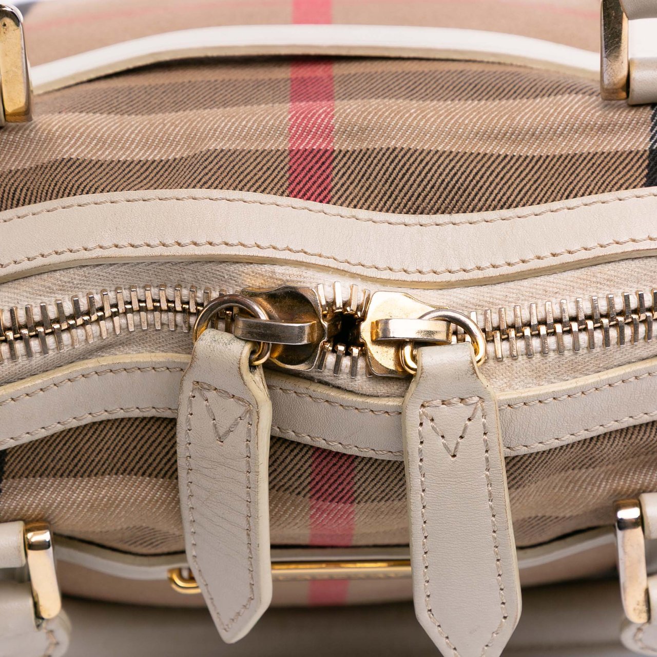 Burberry Small Leather Trimmed House Check Canvas Bridle Orchard Satchel Bruin