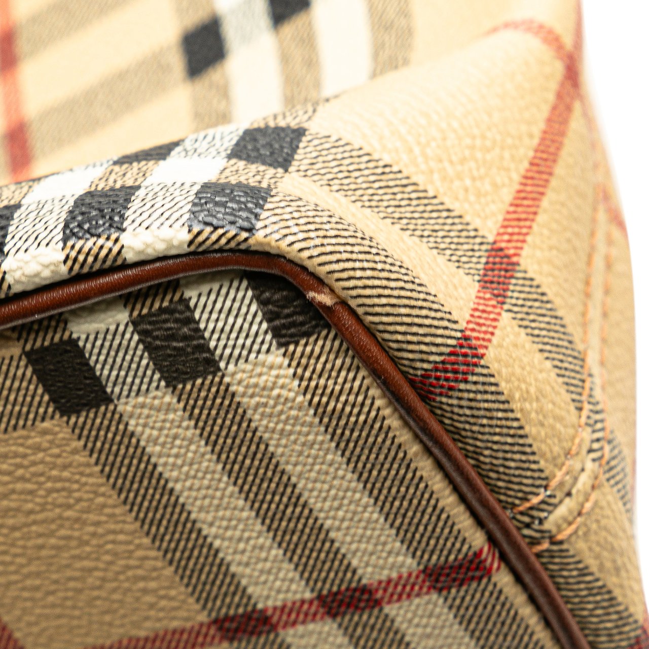 Burberry Haymarket Check Coated Canvas Tote Bruin
