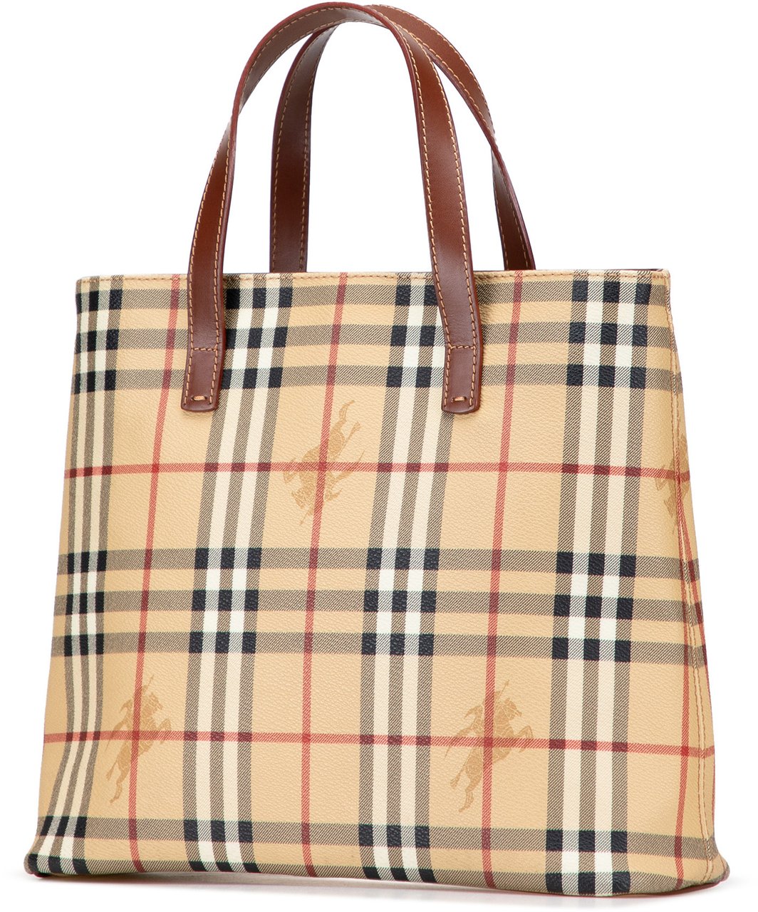 Burberry Haymarket Check Coated Canvas Tote Bruin
