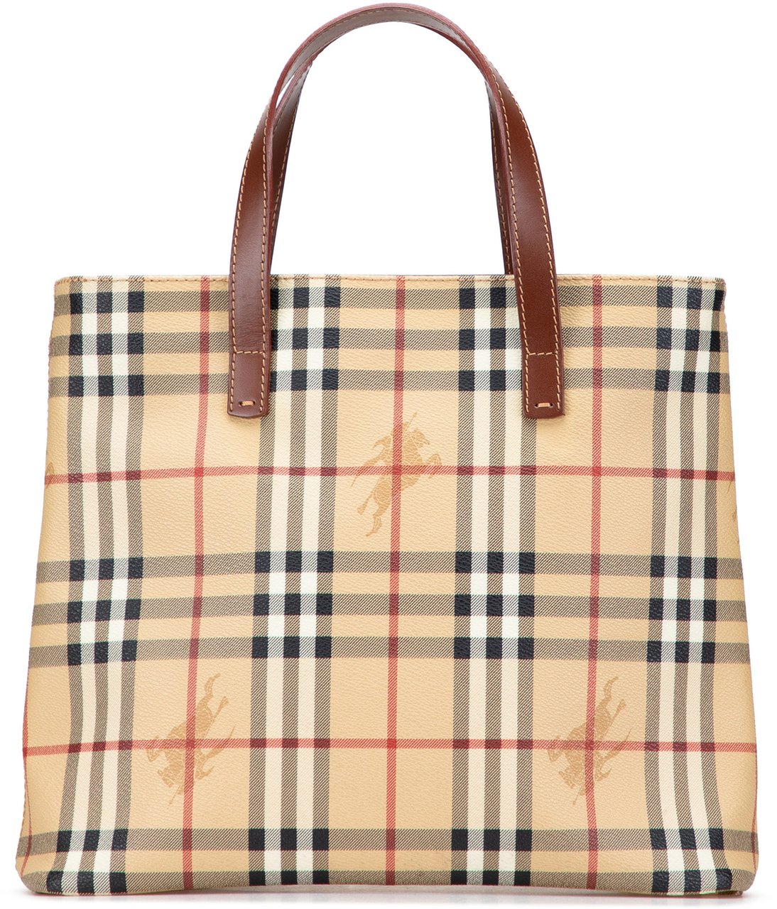 Burberry Haymarket Check Coated Canvas Tote Bruin