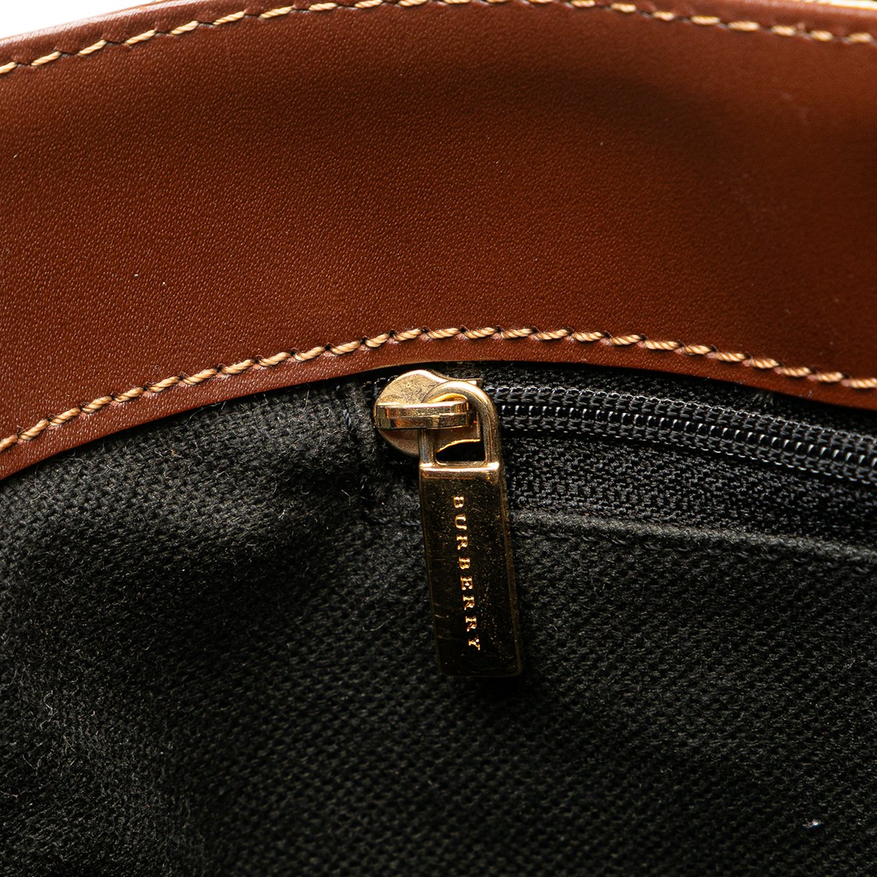 Burberry Haymarket Check Coated Canvas Tote Bruin
