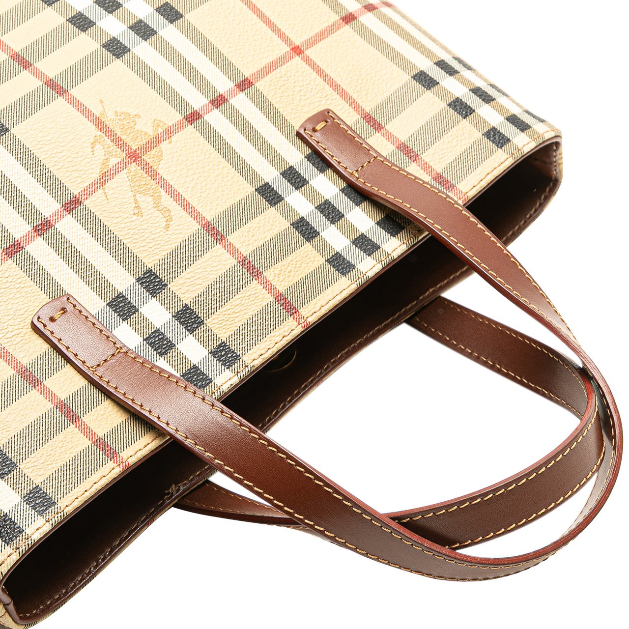 Burberry Haymarket Check Coated Canvas Tote Bruin