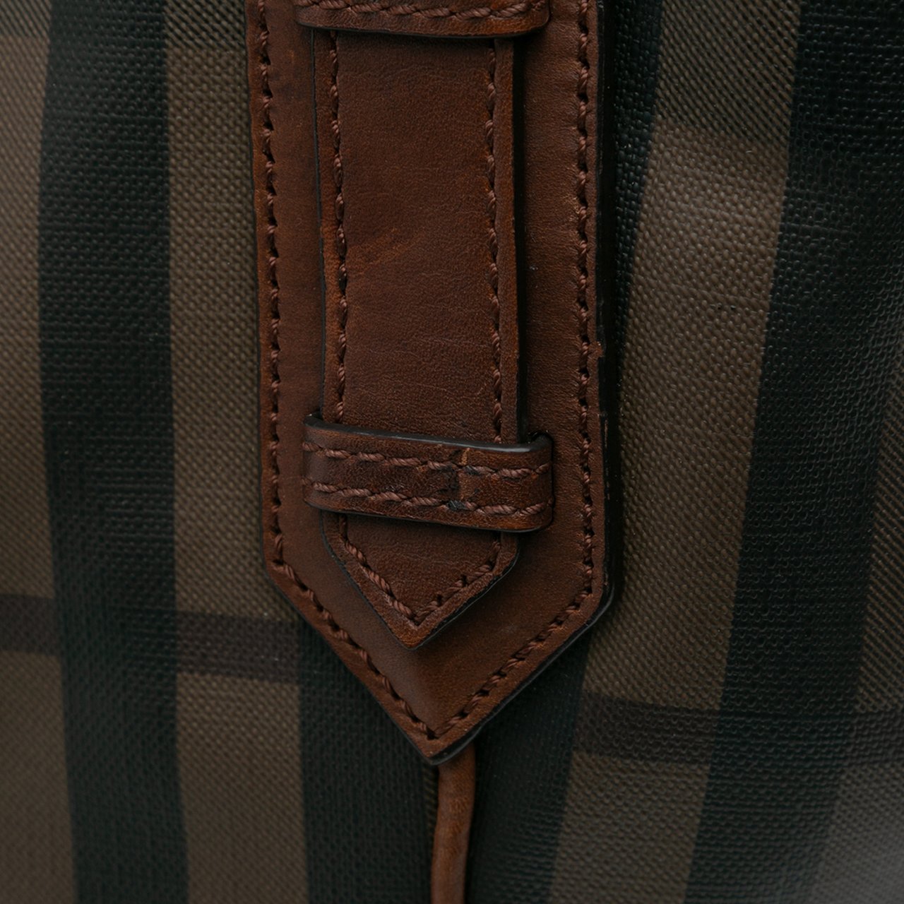 Burberry Smoked Check Coated Canvas Handbag Bruin