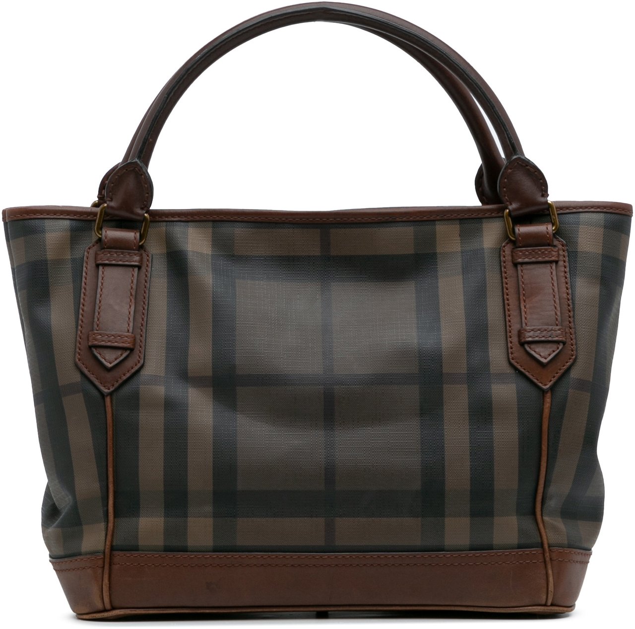 Burberry Smoked Check Coated Canvas Handbag Bruin