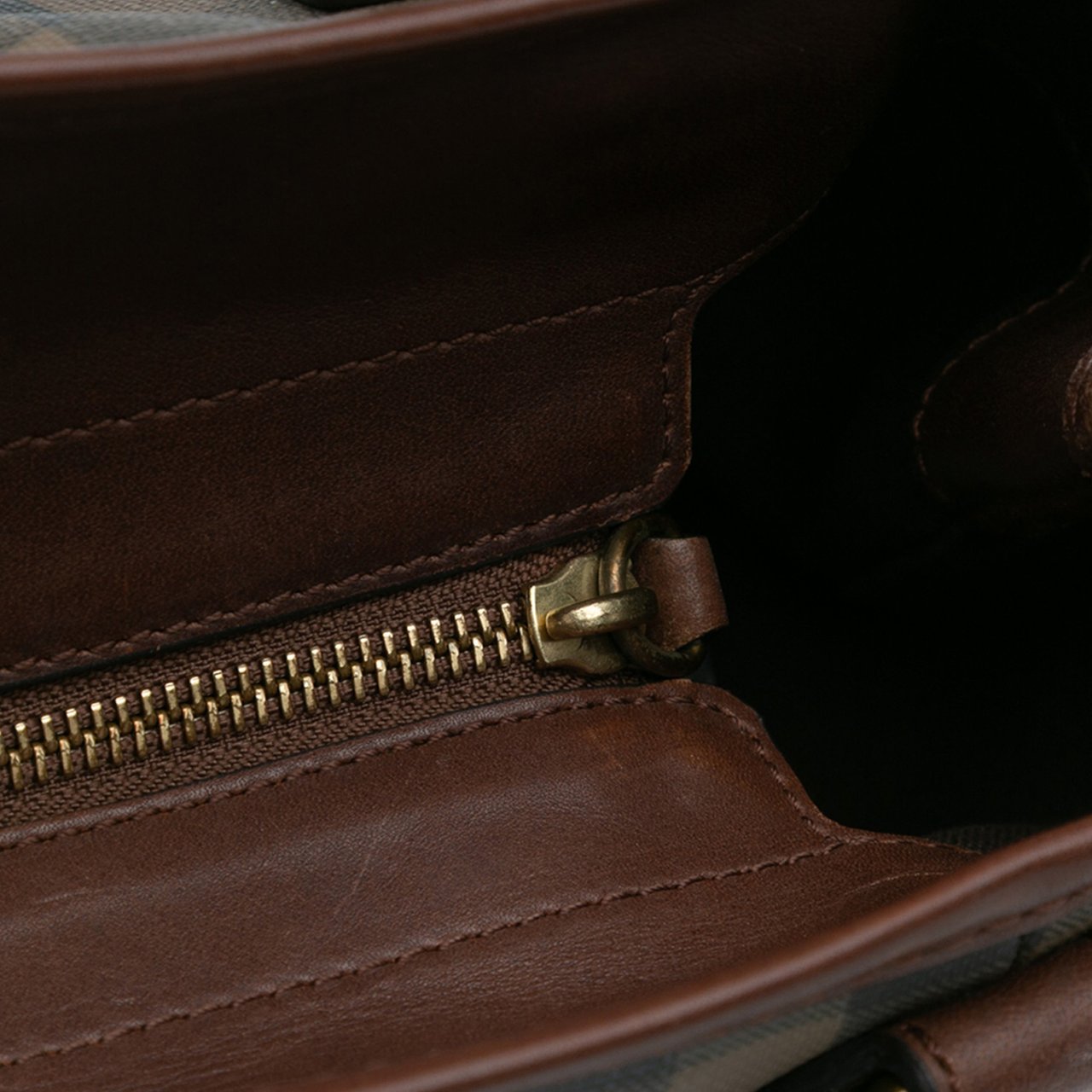 Burberry Smoked Check Coated Canvas Handbag Bruin