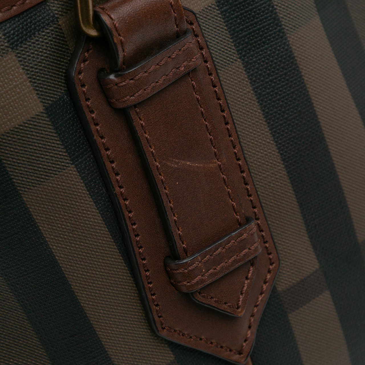 Burberry Smoked Check Coated Canvas Handbag Bruin