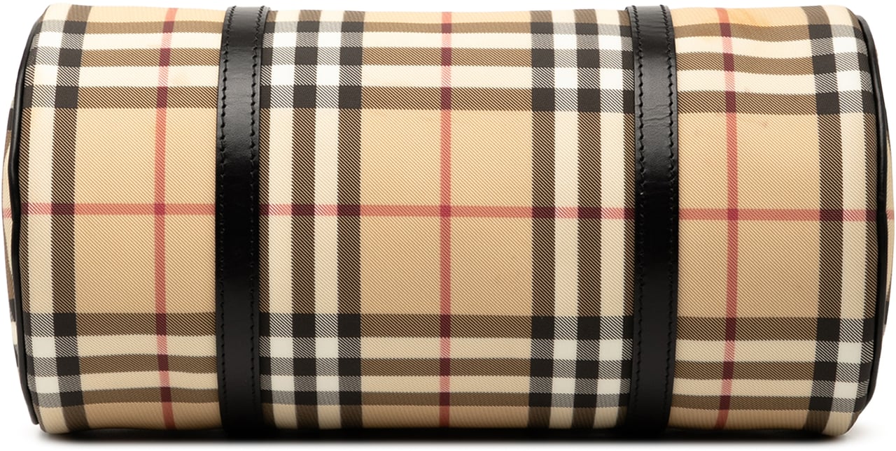 Burberry House Check Canvas Barrel Handbag Bruin