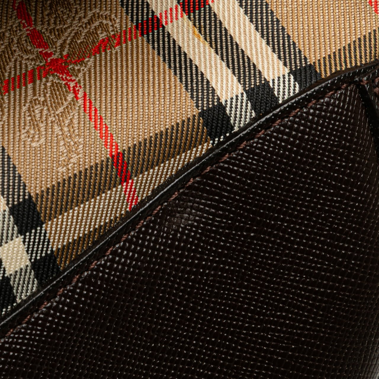 Burberry Haymarket Check Canvas Shoulder Bag Bruin