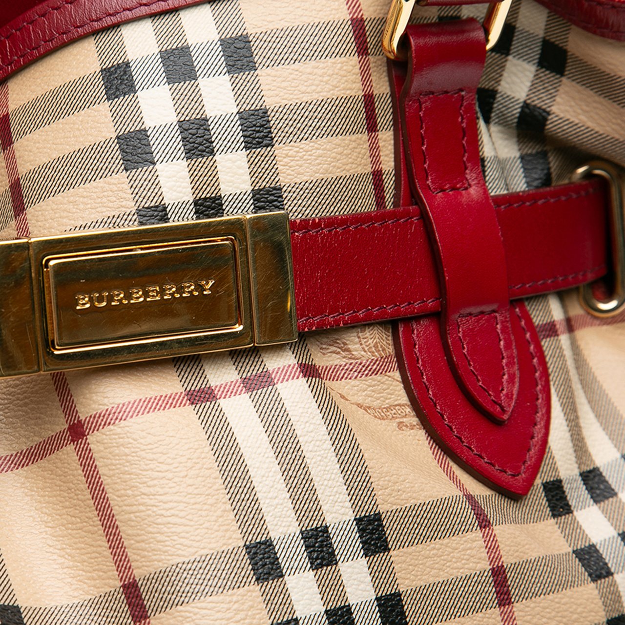 Burberry Haymarket Check Coated Canvas Golderton Satchel Bruin
