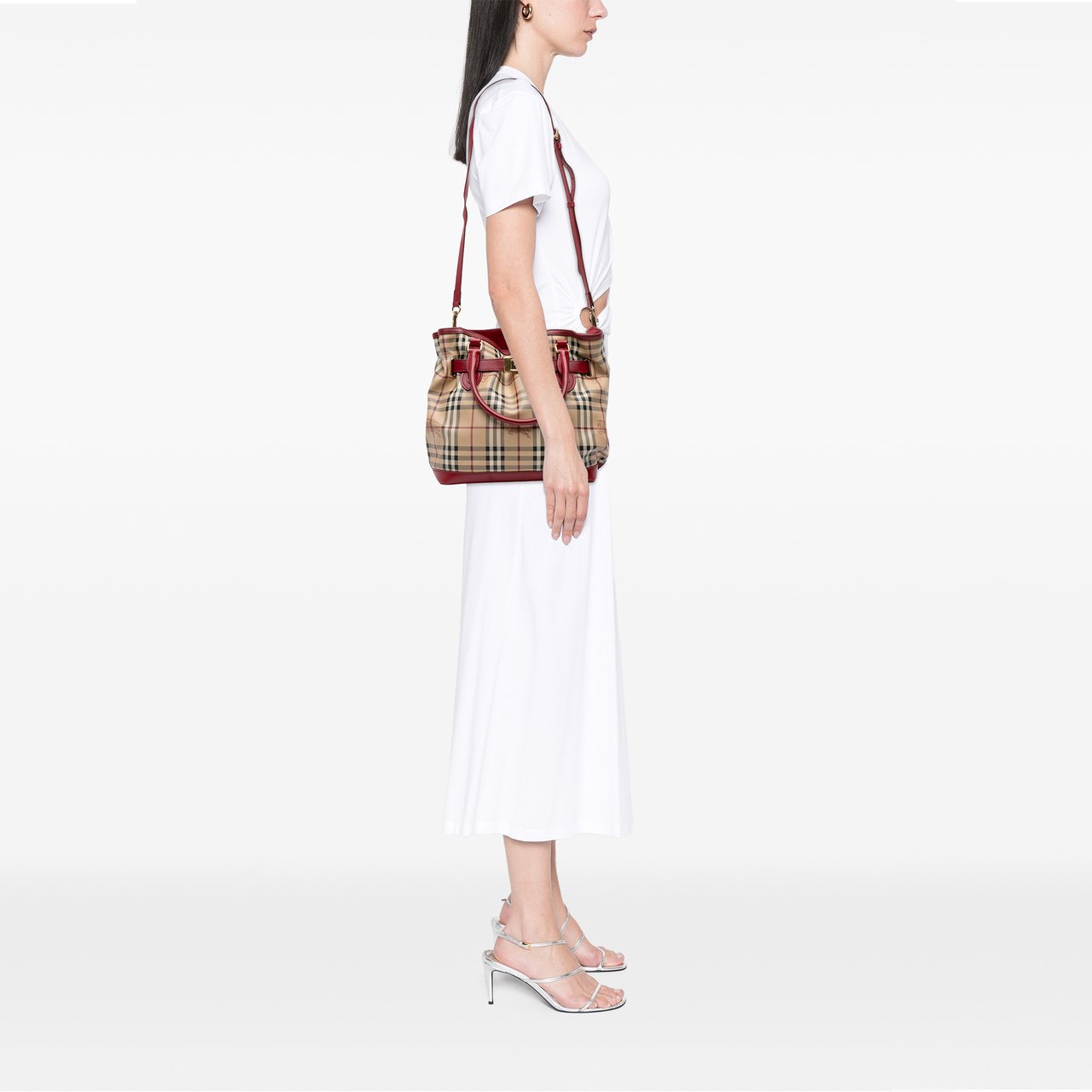 Burberry Haymarket Check Coated Canvas Golderton Satchel Bruin