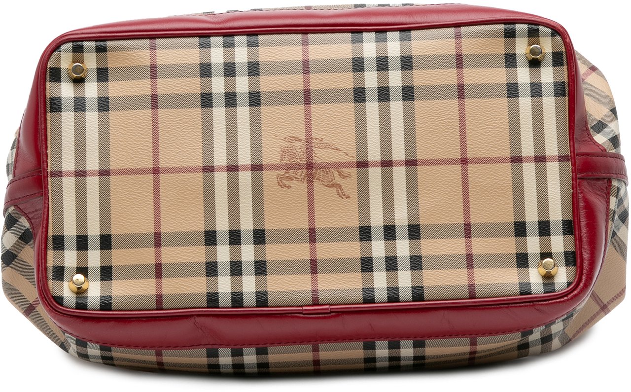 Burberry Haymarket Check Coated Canvas Golderton Satchel Bruin