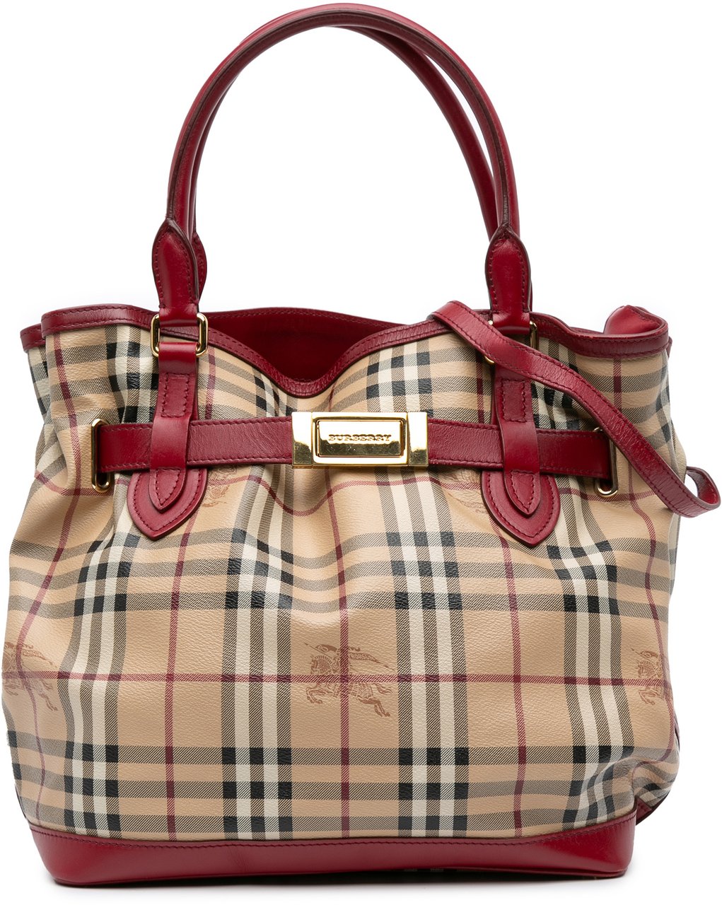Burberry Haymarket Check Coated Canvas Golderton Satchel Bruin