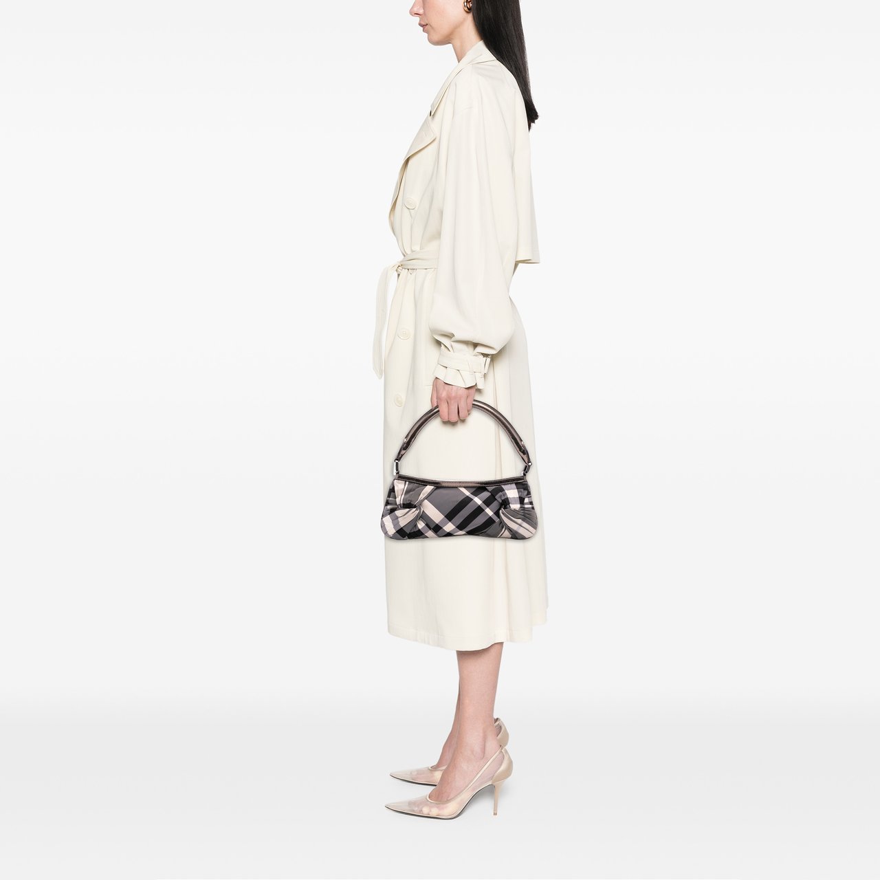 Burberry Supernova Check Canvas Handbag Grijs