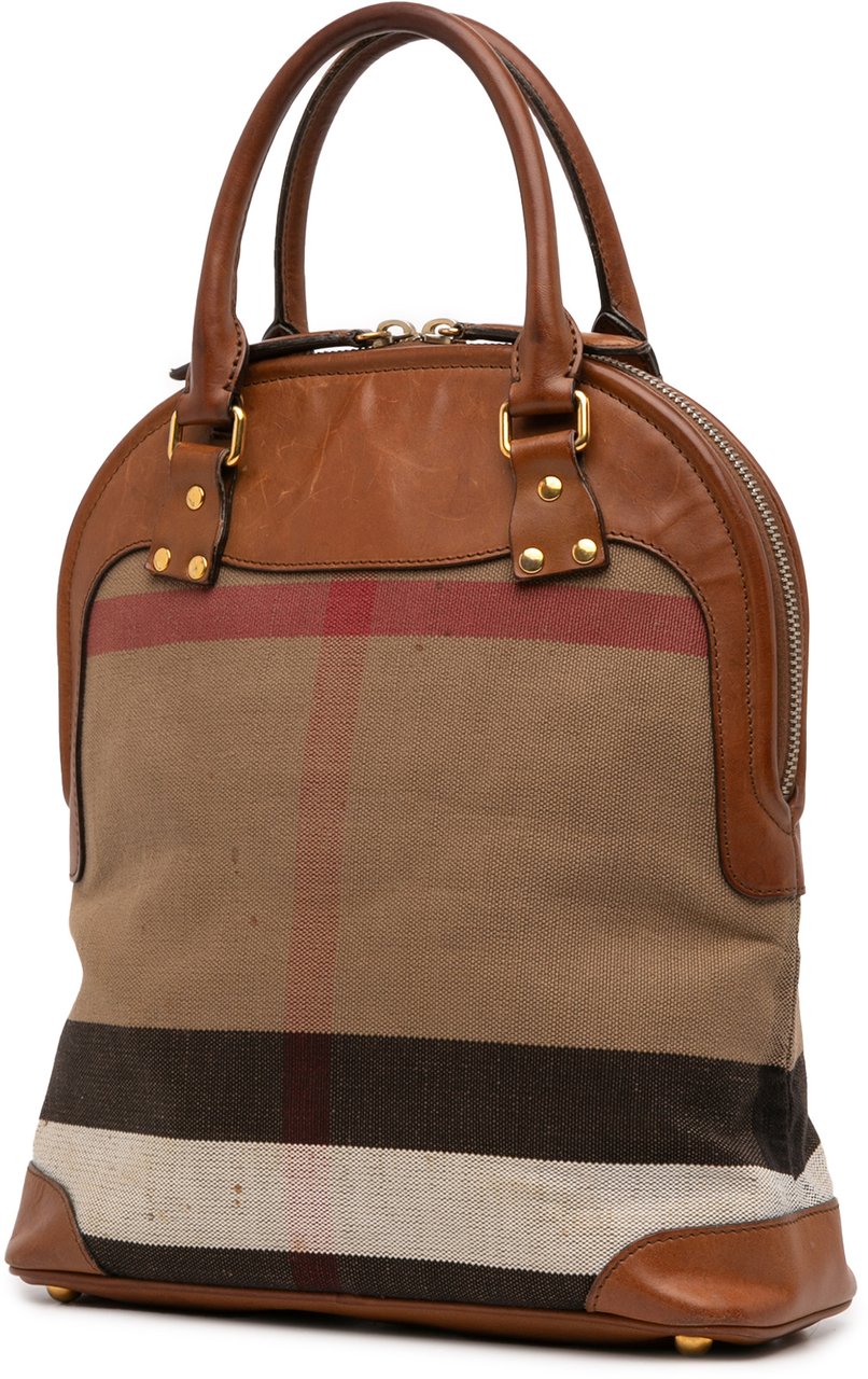 Burberry Medium Mega Check Canvas Bloomsbury Saddle Satchel Bruin